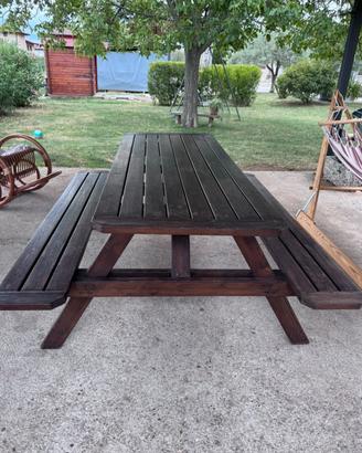 Tavolo in legno da pic-nic  6 posti  195x160