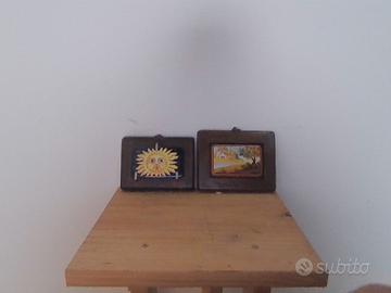 Coppia Quadretti Vintage in Ceramica di Castelli