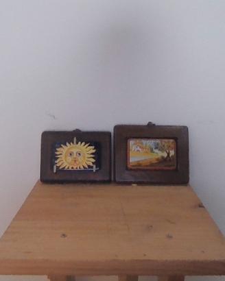 Coppia Quadretti Vintage in Ceramica di Castelli