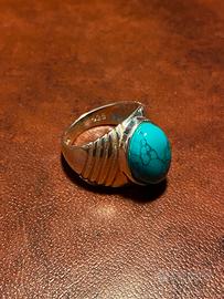 Anello argento 925 pietra turchese misura 13