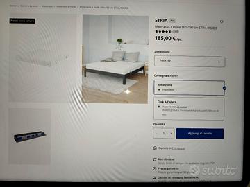 materasso matrimoniale a molle 160x190 cm rigido