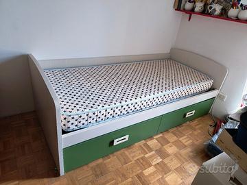 Struttura letto + rete e materasso singolo