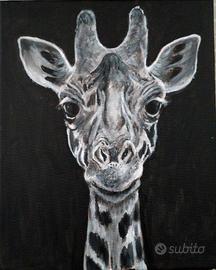 Quadro ad olio su tela 30x25. Giraffa
