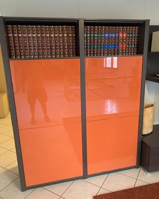 MOBILE LIBRERIA IN ROVERE GRIGIO, ANTE LACCATE