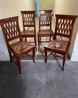 Sedie in legno massello e paglia di Vienna