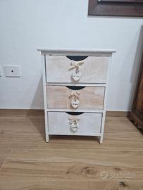 cassettiera 3 cassetti stile Shabby Chic