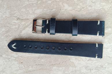 Cinturino in pelle "blu vintage", 18mm