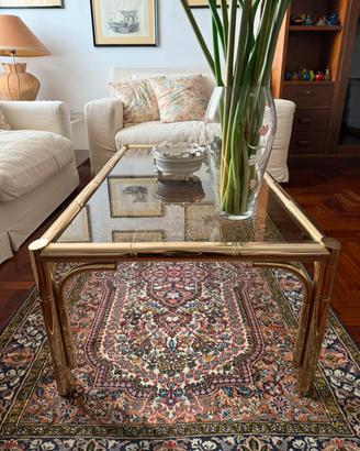 Tavolo rettangolare in ottone vintage bambu