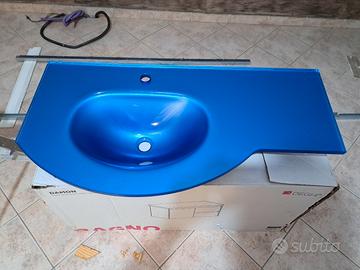 Lavabo da incasso blu in vetro 