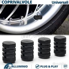 Tappi COPRIVALVOLE Auto Moto in ALLUMINIO Neri