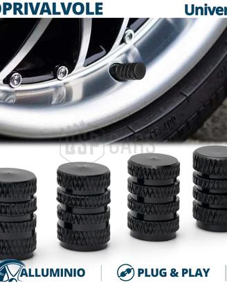 Tappi COPRIVALVOLE Auto Moto in ALLUMINIO Neri
