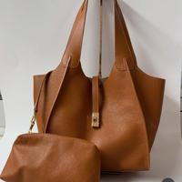 Borsa donna camoscio e pelle  con pochette Silvia