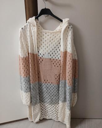 Cardigan con cappuccio tg.unica