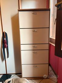 Scarpiera alta 5 ante a ribalta – beige/legno