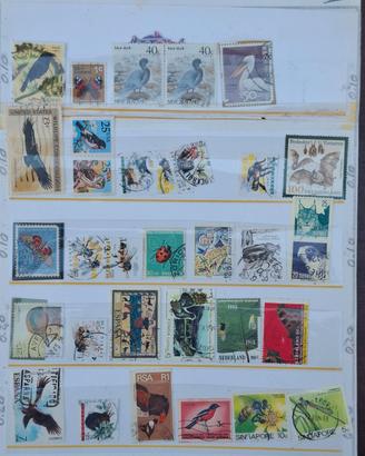 Francobolli Vintage Tematica Insetti e Uccelli