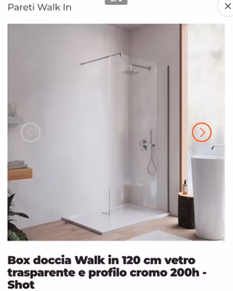 Vetro doccia walk in 120cm temperato (8 mm)