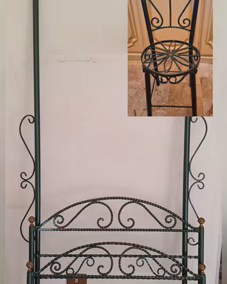 LETTO SINGOLO IN FERRO BATTUTO +SEDIA 