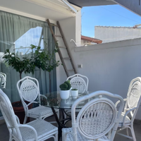 Sedie 5 vimini vintage verniciato bianco