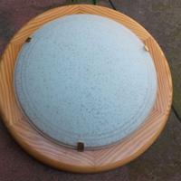 PLAFONIERA in legno e vetro satinato bianco