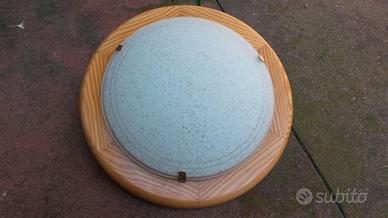 PLAFONIERA in legno e vetro satinato bianco