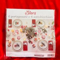 Set 6 portaposate e 6 sottobicchieri Natale