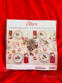 Set 6 portaposate e 6 sottobicchieri Natale