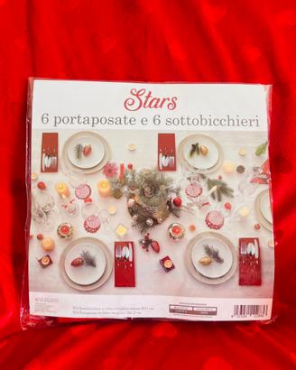 Set 6 portaposate e 6 sottobicchieri Natale