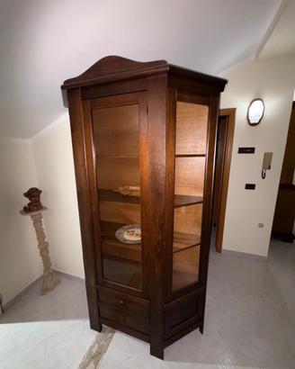Vetrina Cristalliera Classica -Legno Massello Noce