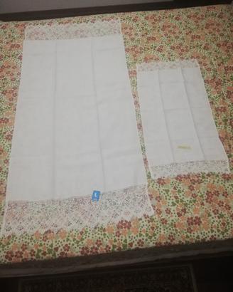 Set Asciugamani 1+1 Vintage Puro Lino Ricamo Mano 