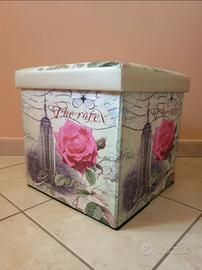 Scatola pouf portaoggetti in stampa vintage