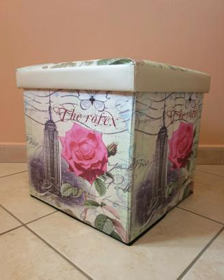 Scatola pouf portaoggetti in stampa vintage