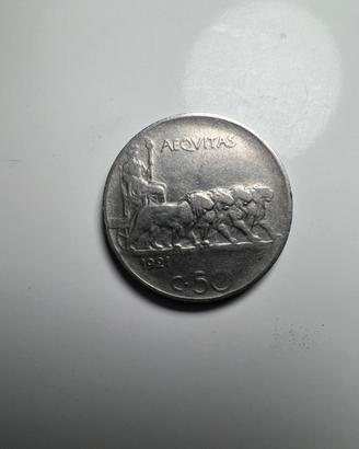 Monete 50 centesimi 1921 leoni