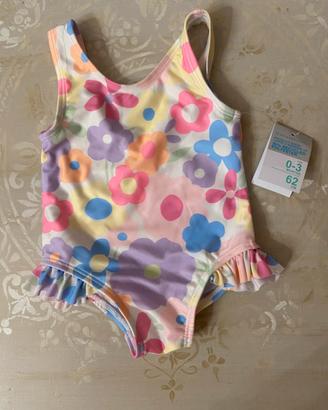 Costume da bagno neonata fiori 0/3mesi