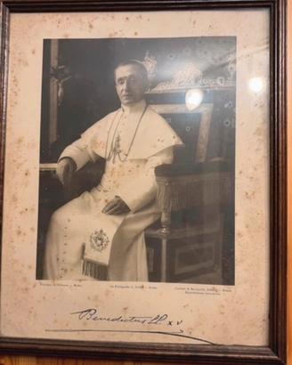 Quadro con autografo Papa Benedetto XV-da collezio