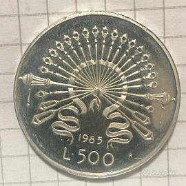 500 lire argento fondo specchio FDC