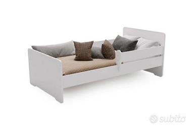 Letto Singolo in Legno Bianco con Sponde 