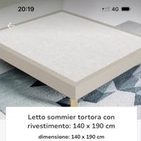 Letto sommier tortora 140x190cm con materasso