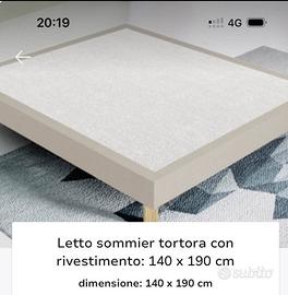 Letto sommier tortora 140x190cm con materasso