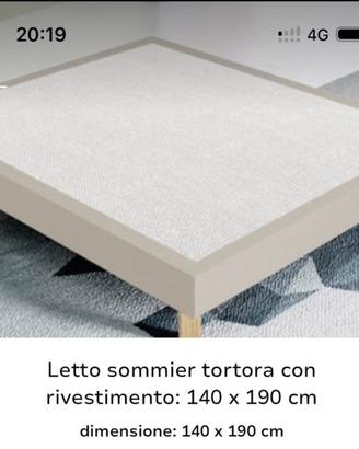 Letto sommier tortora 140x190cm con materasso