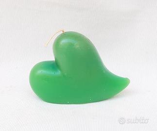 💚Candela cuore , profumata , verde. Segnaposto