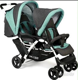 CHIC 4 BABY Passeggino gemellare DUO grigio-AZZURO