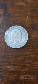 5 lire Vittorio Emanuele  anno 1877