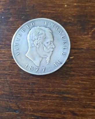 5 lire Vittorio Emanuele  anno 1877