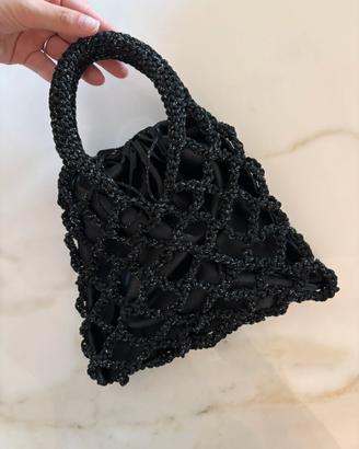 Borsa a rete con sacchetto in raso