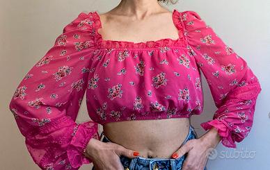 Blusa crop maniche ampie - Stile romantico