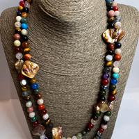 Collana Pietre Dure e Madreperla - 115g - 62cm