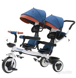 Passeggino triciclo gemellare tricygo blu kidfun
