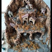 .presepe artigianale natalizio in legno e sughero