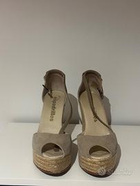 Espadrilles zeppa alta beige