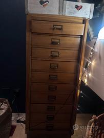 Cassettiera archivio vintage in legno